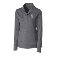 Women's Cutter & Buck Heather Charcoal TPC Sawgrass Shoreline Half-Zip Pullover Sweatshirt