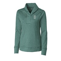 Women's Cutter & Buck Heather Green TPC Sawgrass Shoreline Half-Zip Pullover Sweatshirt