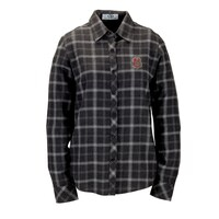 Women's Charcoal Cornell Big Red Brewer Flannel Button-Down Long Sleeve Shirt