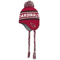 Youth Cardinal/Black Arizona Cardinals Jacquard Tassel Knit Hat with Pom