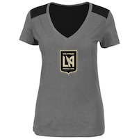 Women's Majestic Charcoal LAFC V-Neck Contrast T-Shirt