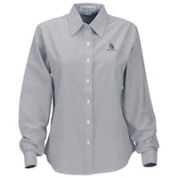 Women's Gray Ball State Cardinals Velocity Oxford Plus Size Button-Up Long Sleeve Shirt