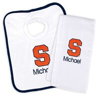 White Chad & Jake Syracuse Orange Team Personalized Bib and Burp Cloth Set