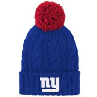 Girls Youth Royal New York Giants Team Cable Cuffed Knit Hat with Pom