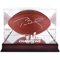 Tom Brady New England Patriots Autographed Duke Football with Mahogany Base Super Bowl LIII Champions Football Display Case