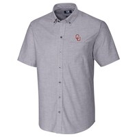 Men's Cutter & Buck Charcoal Oklahoma Sooners Stretch Oxford Button-Down Short Sleeve Shirt