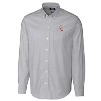 Men's Cutter & Buck Charcoal Oklahoma Sooners Big & Tall Stretch Oxford Stripe Long Sleeve Button Down Shirt