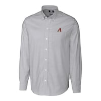 Men's Cutter & Buck Charcoal Arizona Diamondbacks Big & Tall Stretch Oxford Striped Long Sleeve Button-Down Shirt