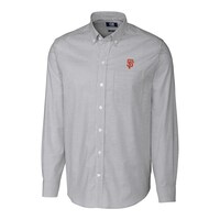 Men's Cutter & Buck Charcoal San Francisco Giants Big & Tall Stretch Oxford Striped Long Sleeve Button-Down Shirt