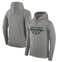 Men's Nike Gray Michigan State Spartans Basketball Drop Circuit Performance Pullover Hoodie