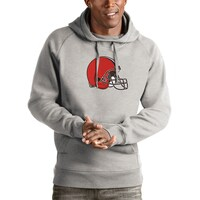 Men's Antigua Heather Gray Cleveland Browns Victory Pullover Hoodie