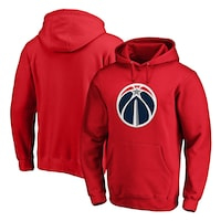 Men's Fanatics Branded Red Washington Wizards Icon Primary Logo Fitted Pullover Hoodie