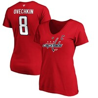 Women's Fanatics Branded Alexander Ovechkin Red Washington Capitals Authentic Stack Name and Number V-Neck T-Shirt