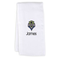 Infant White Seattle Sounders FC Personalized Burp Cloth