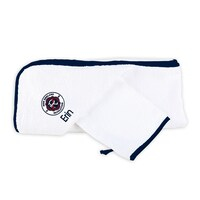 Infant White New England Revolution Personalized Hooded Towel & Mitt Set