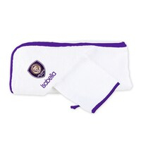 Infant White Orlando City SC Personalized Hooded Towel & Mitt Set