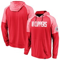 Men's Fanatics Branded Red LA Clippers Made To Move Space Dye Raglan Pullover Hoodie