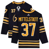 Casey Mittelstadt Buffalo Sabres Autographed Blue Adidas Authentic Jersey with "NHL Debut 3/29/18" Inscription