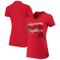 Women's G-III 4Her by Carl Banks Red Toronto Raptors Power Forward Foil V-Neck T-Shirt
