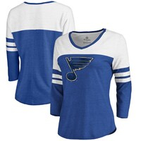 Women's Fanatics Branded Heathered Blue St. Louis Blues Team Tri-Blend 3/4-Sleeve V-Neck T-Shirt