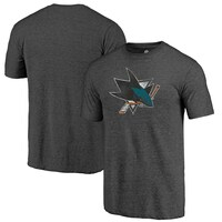 Men's Fanatics Branded Heathered Charcoal San Jose Sharks Primary Logo Tri-Blend T-Shirt