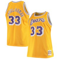 Men's Mitchell & Ness Kareem Abdul-Jabbar Gold Los Angeles Lakers Big & Tall Hardwood Classics Jersey