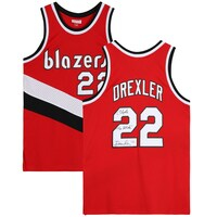 Clyde Drexler Portland Trail Blazers Autographed Red Mitchell and Ness Swingman Jersey with "The Glide" Inscription