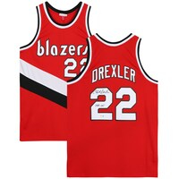 Clyde Drexler Portland Trail Blazers Autographed Red Mitchell and Ness Swingman Jersey with "HOF 04" Inscription