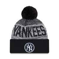 Men's New Era Navy New York Yankees Authentic Collection Sport Cuffed Knit Hat with Pom