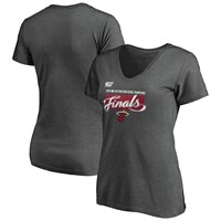 Women's Fanatics Branded Heather Charcoal Miami Heat 2020 Eastern Conference Champions Locker Room Plus Size V-Neck T-Shirt
