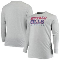 Men's Fanatics Branded Heathered Gray Buffalo Bills Big & Tall Practice Long Sleeve T-Shirt