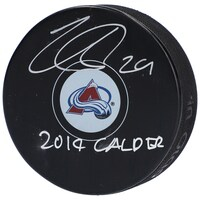 Nathan MacKinnon Colorado Avalanche Autographed Hockey Puck with "2014 Calder" Inscription