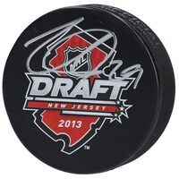 Nathan MacKinnon Colorado Avalanche Autographed 2013 NHL Draft Logo Hockey Puck