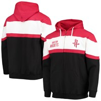 Men's Fanatics Branded Red/Black Houston Rockets Colorblock Wordmark Full-Zip Hoodie