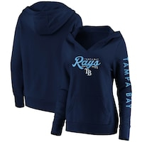 Women's Fanatics Branded Navy Tampa Bay Rays Core High Class Crossover Pullover Hoodie