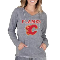 Women's Concepts Sport Gray Calgary Flames Mainstream Terry Tri-Blend Long Sleeve Hooded Top