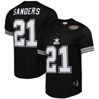 Men's Mitchell & Ness Deion Sanders Black Dallas Cowboys Retired Player Name & Number Mesh Top