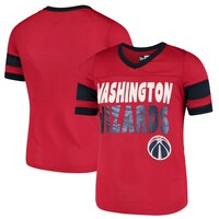 Girls Youth New Era Red Washington Wizards Mesh Jersey V-Neck T-Shirt
