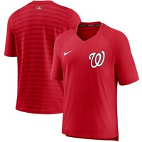 Men's Nike Red Washington Nationals Authentic Collection Pregame Performance V-Neck T-Shirt