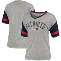 Junior's Heathered Gray New England Patriots Let's Huddle Burnout T-Shirt