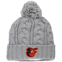 Women's New Era Gray Baltimore Orioles Rush Cuffed Knit Hat with Pom