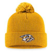Men's Fanatics Branded Gold Nashville Predators Core Primary Logo Cuffed Knit Hat with Pom