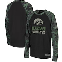 Youth Colosseum Black/Camo Iowa Hawkeyes OHT Military Appreciation Raglan Long Sleeve T-Shirt