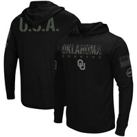 Men's Colosseum Black Oklahoma Sooners OHT Military Appreciation Hoodie Long Sleeve T-Shirt