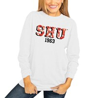 Women's White Sacred Heart Pioneers No Time to Tie Dye Long Sleeve T-Shirt