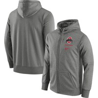 Men's Nike Heathered Gray Ohio State Buckeyes Logo Stack Performance Full-Zip Hoodie