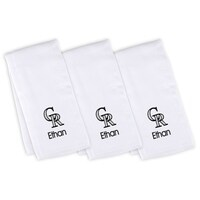 Infant White Colorado Rockies Personalized Burp Cloth 3-Pack
