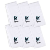 Infant White Miami Marlins Personalized Burp Cloth 6-Pack