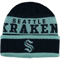 Youth Deep Sea Blue Seattle Kraken Puck Pattern Cuffed Knit Hat