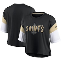 Women's Nike Black/White New Orleans Saints Nickname Tri-Blend Performance Crop Top